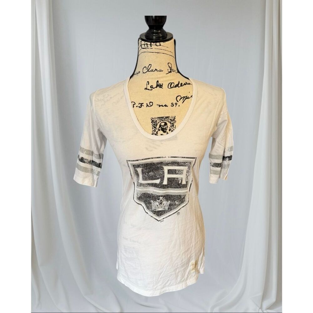 The Original Retro Brand Women's Large White LA Kings Hockey T-Shirt Top